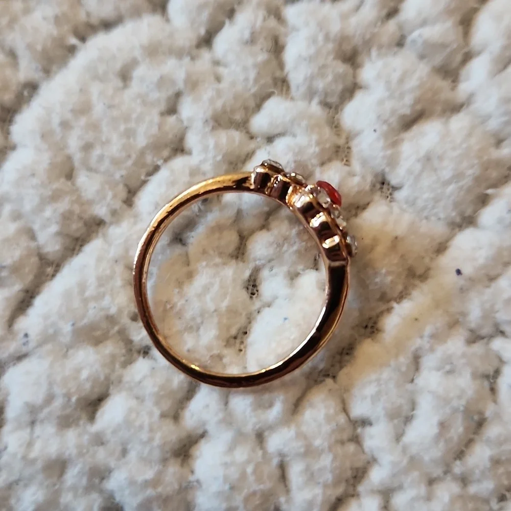 Mod Lily Faux Rose Gold CZ Ruby Ring